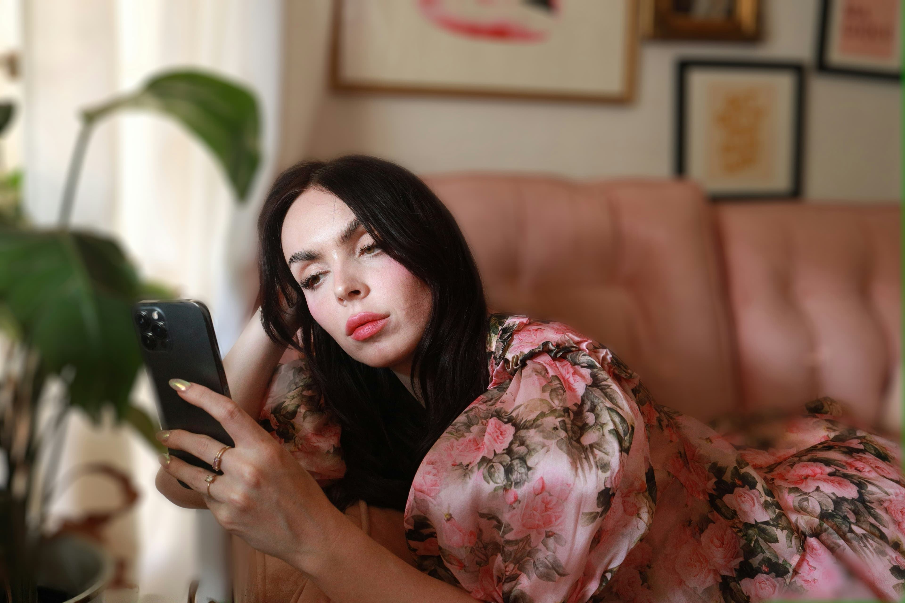Woman relaxing with her phone