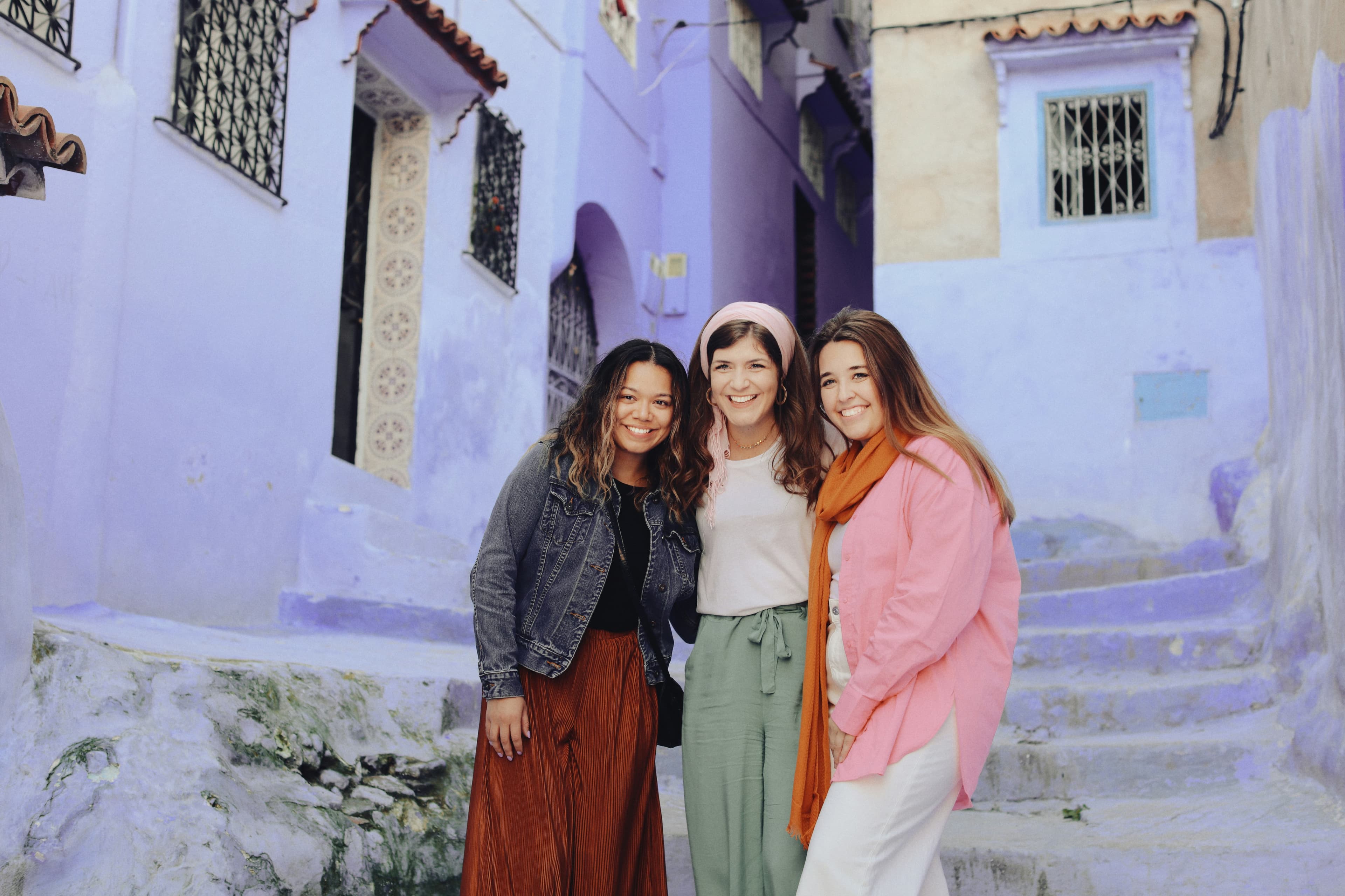 Women exploring colorful streets
